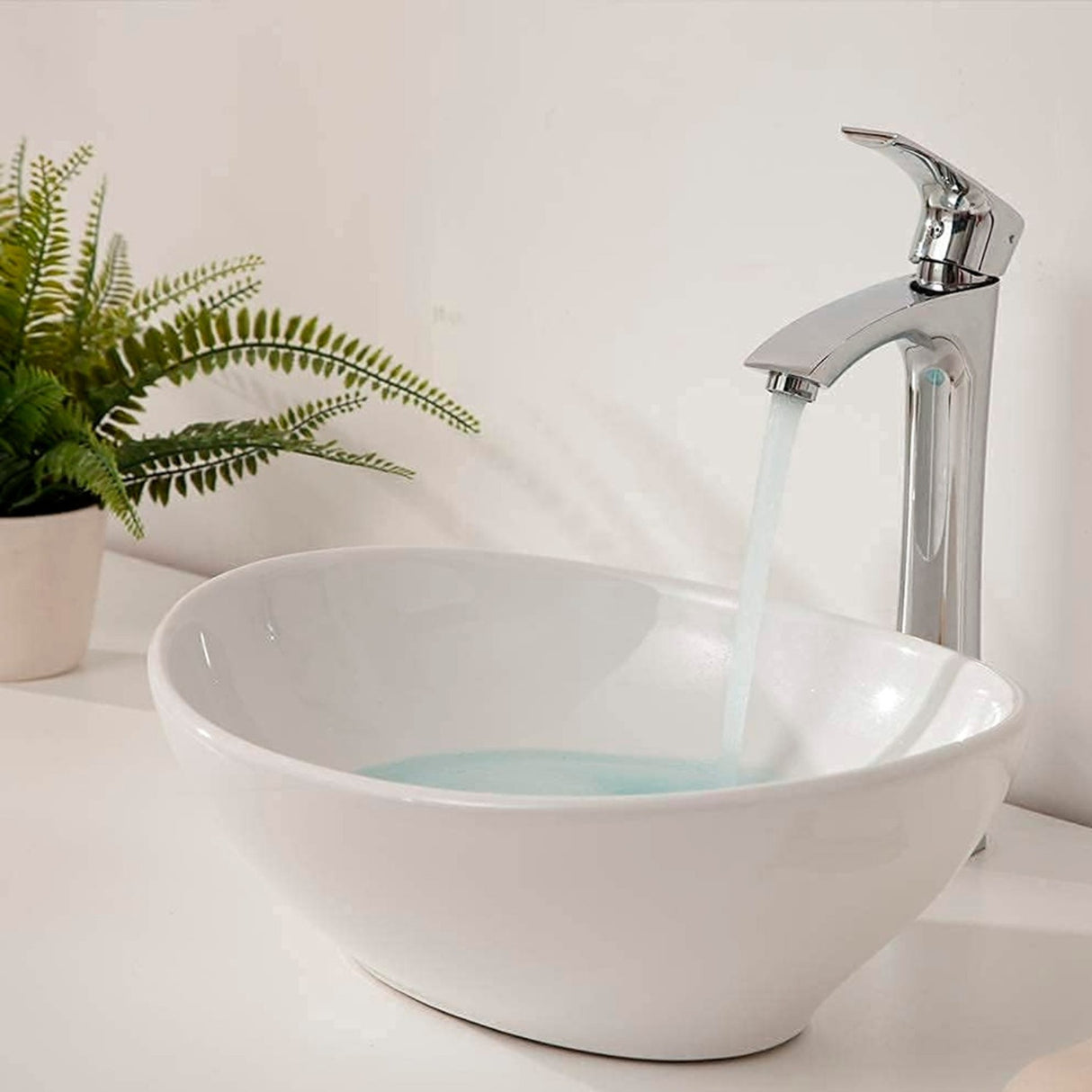 Lavamanos De Sobreponer Ovalado En Porcelana Blanco