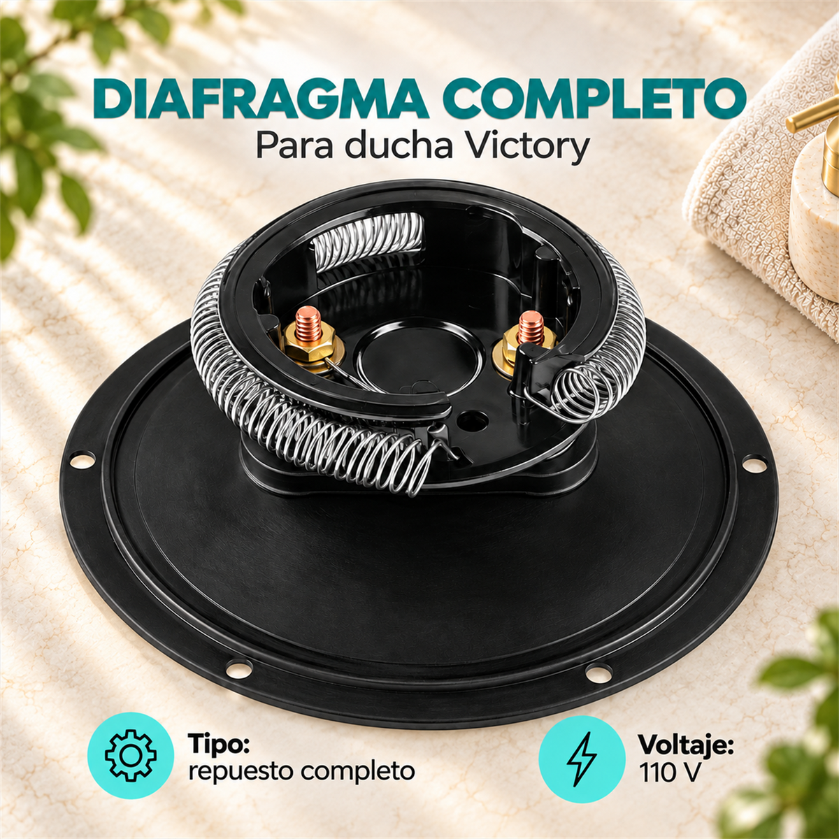 Diafragma completo para ducha Victory; repuesto completo de 110 V
