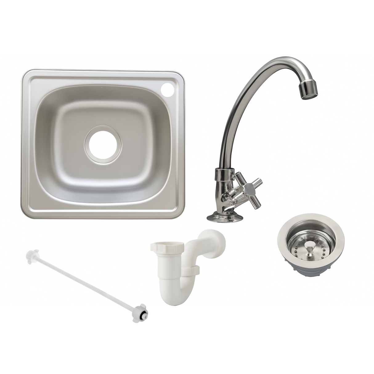 Set Lavaplatos Acero Inoxidable 36x39 Sobreponer Grifería