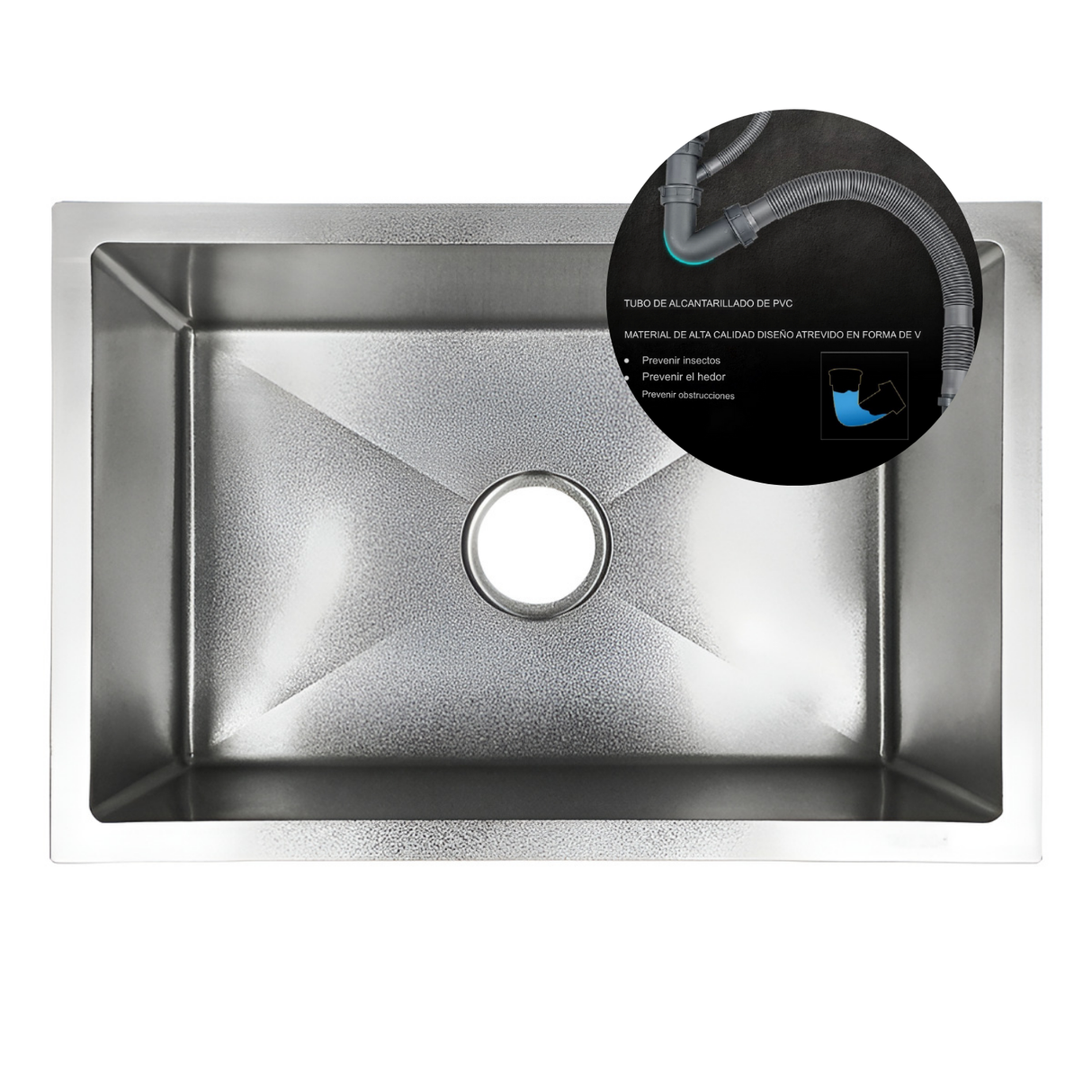 Lavaplatos Empotrar Acero Inoxidable Silver 60x45cm Alta Resistencia