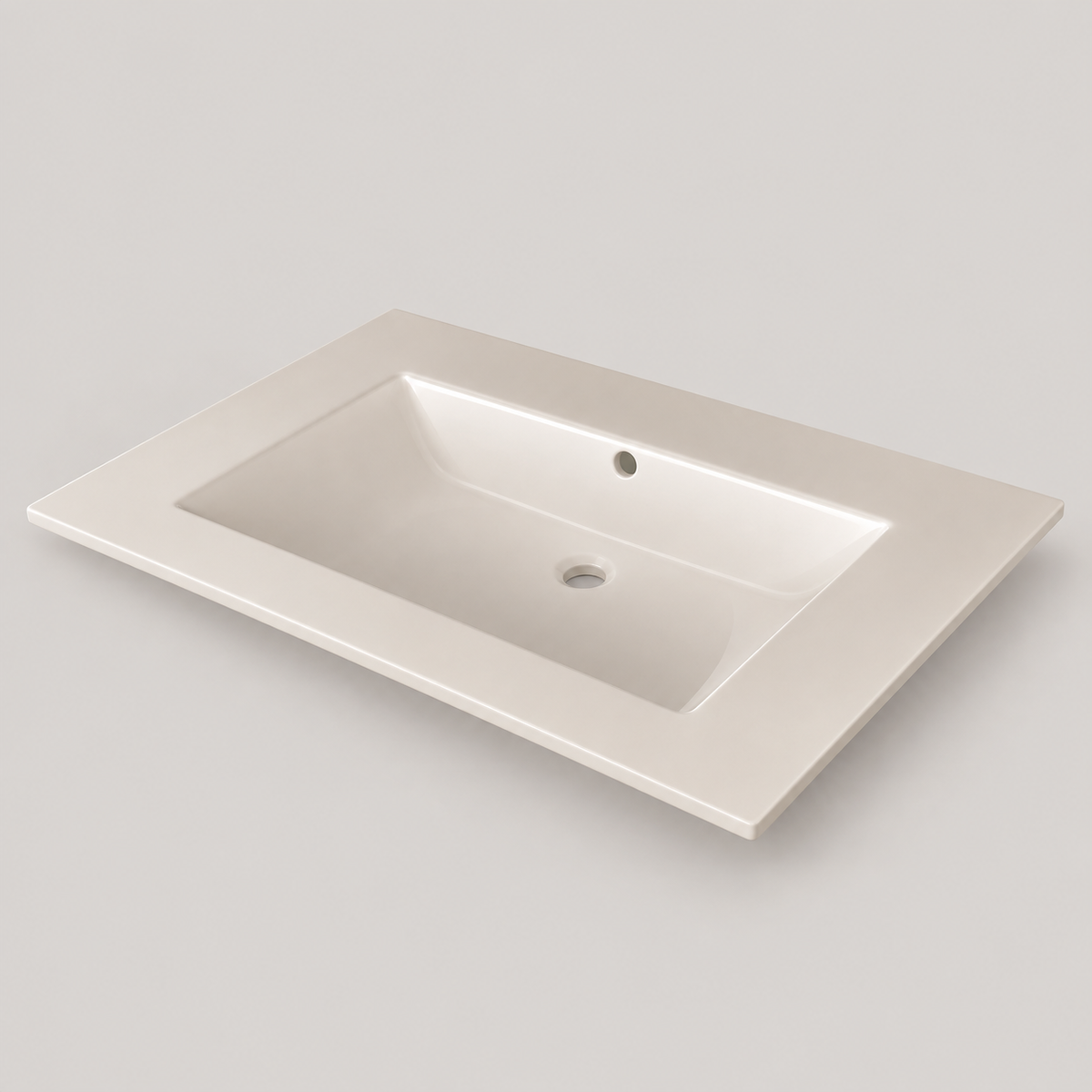 Lavamanos Integrado De Porcelana Beige 60 X 40 Cm