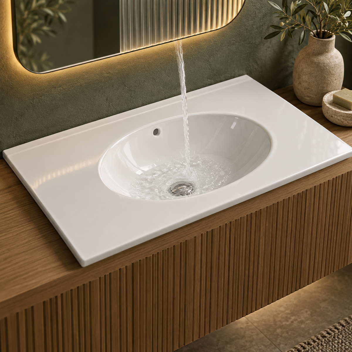 Lavamanos integrado blanco 60 x 47 cm en baño