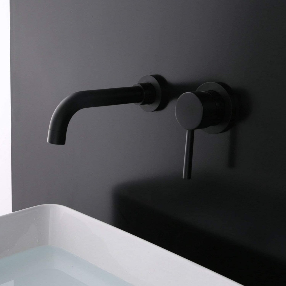 Grifería Monocontrol Lavamanos Pared Negro Mate Vintage