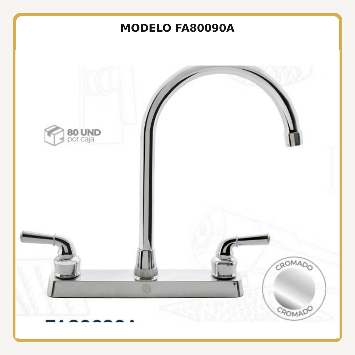 Mezclador de cocina 8 pulgadas en ABS cromado de cuello alto, vista ampliada del modelo FA80090A