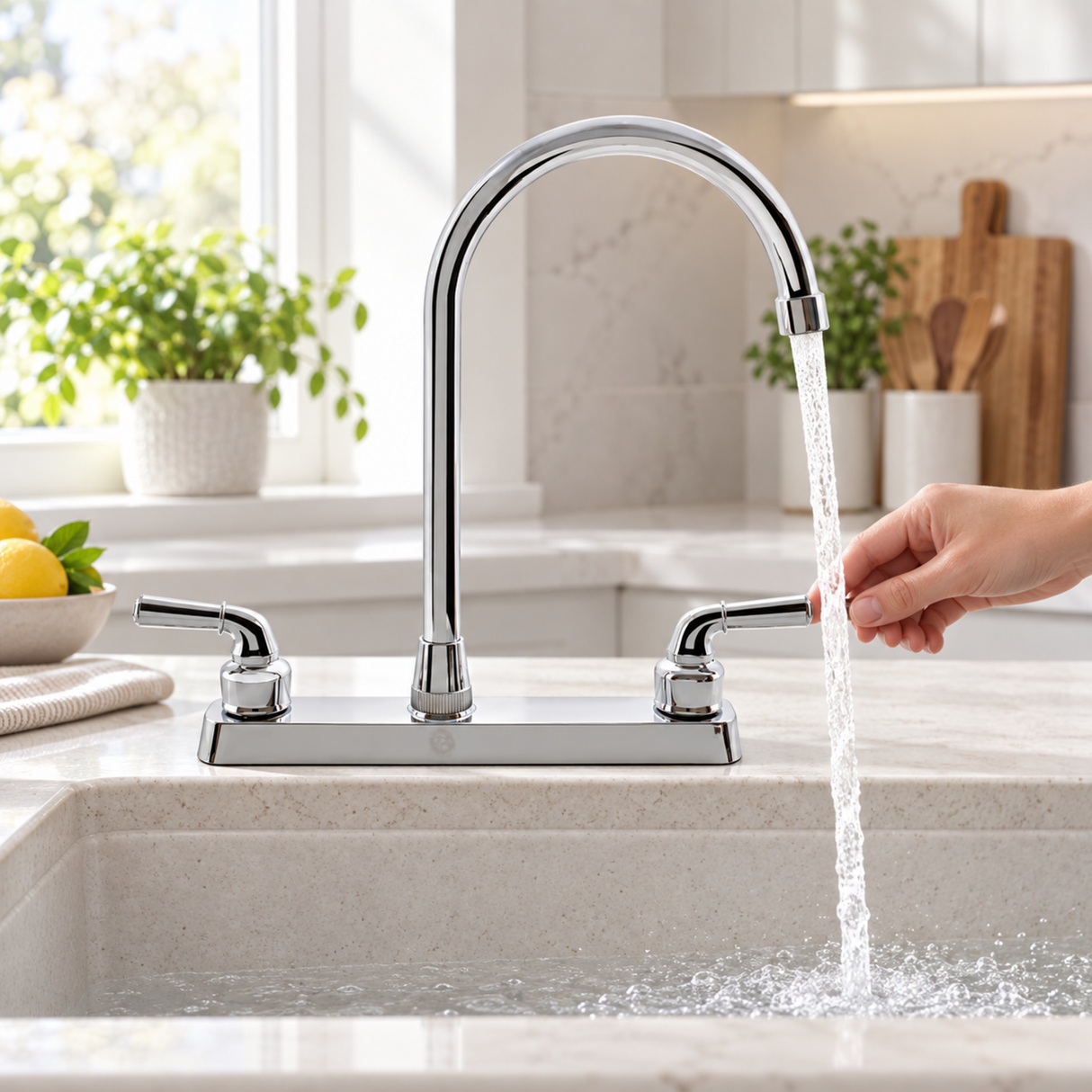 Mezclador de cocina 8 pulgadas en ABS cromado de cuello alto, uso con agua