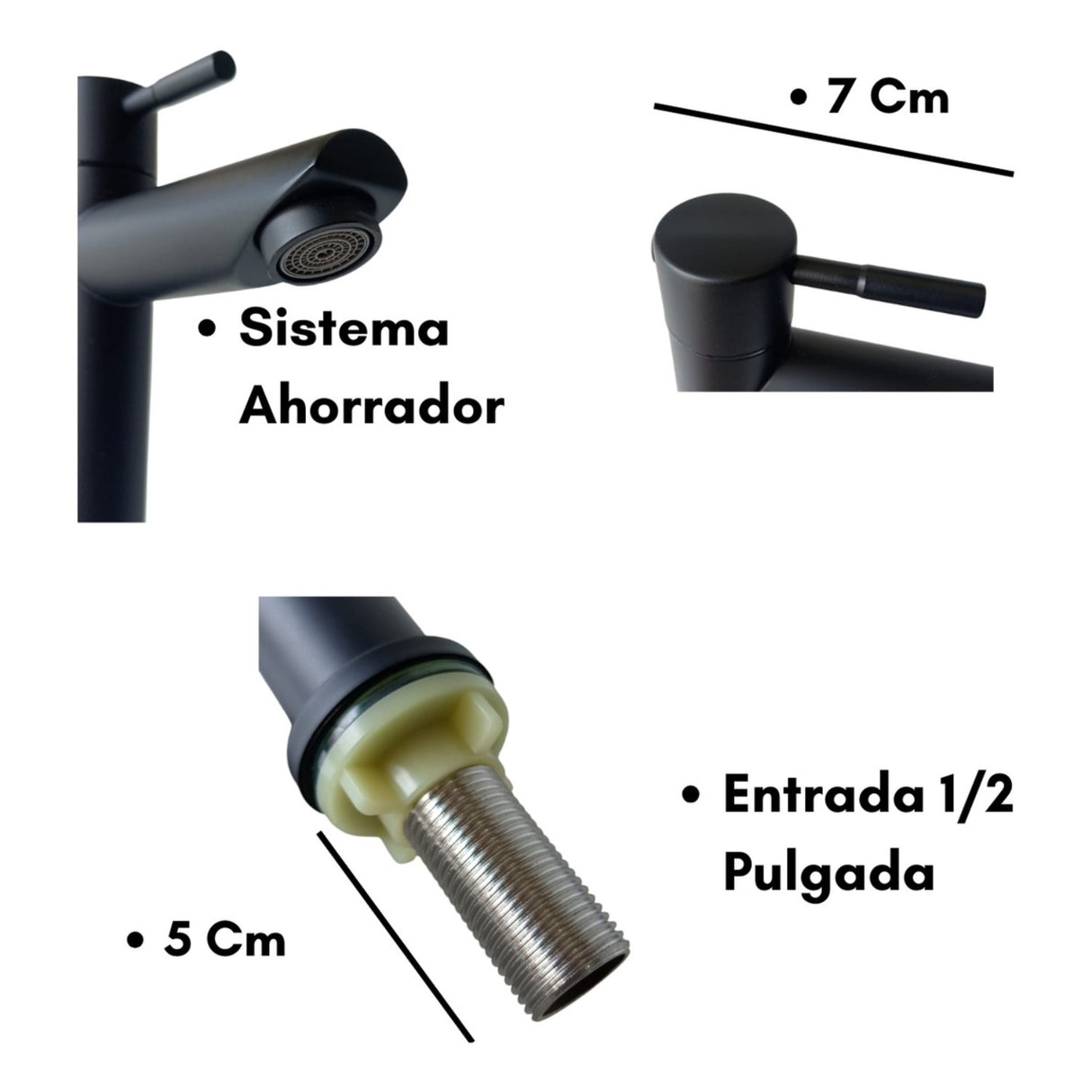 Llave Sencilla Para Lavamanos Alta Negro Mate
