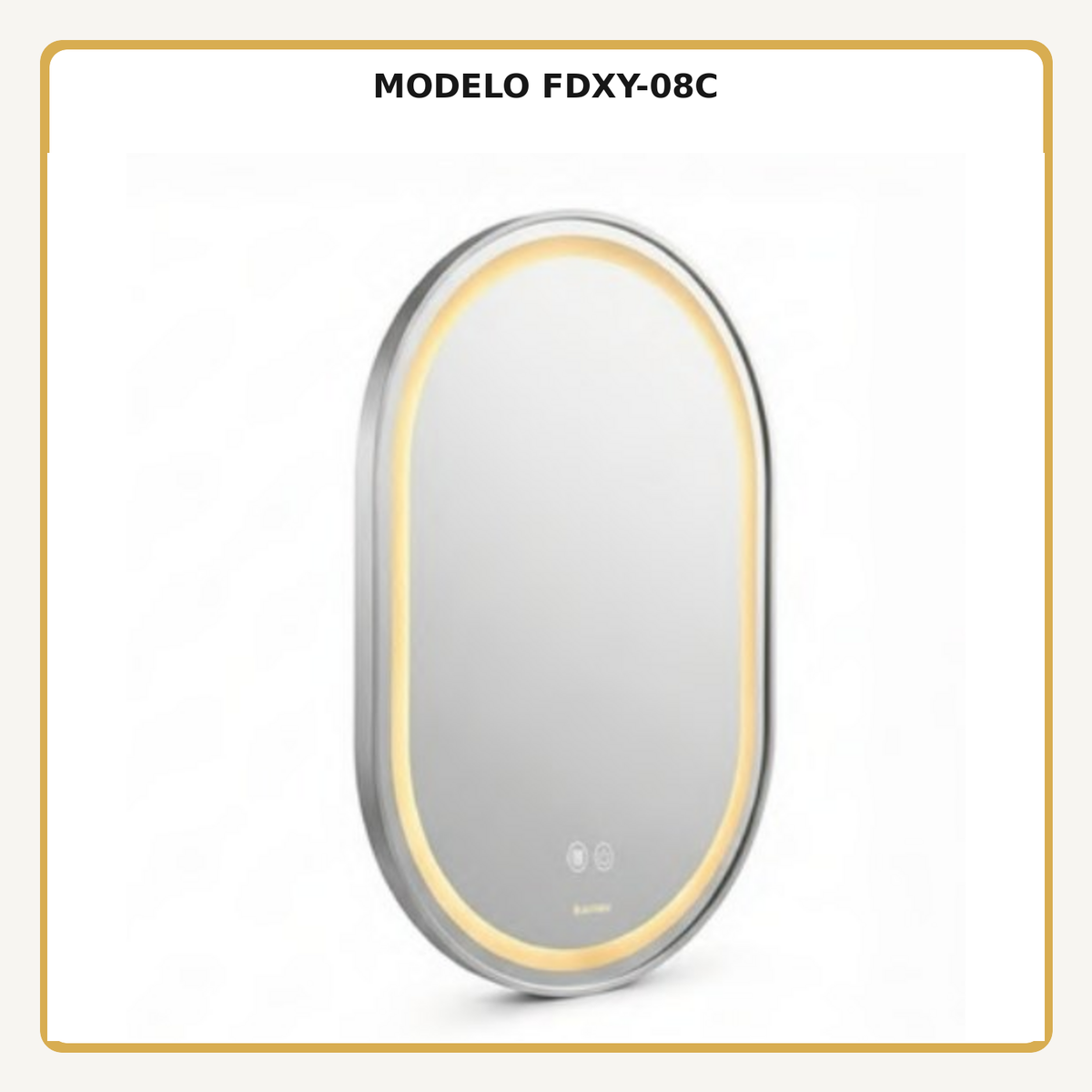 Espejo Aura LED ovalado 50 × 80 cm cromado antiempañante, vista ampliada del modelo FDXY-08C