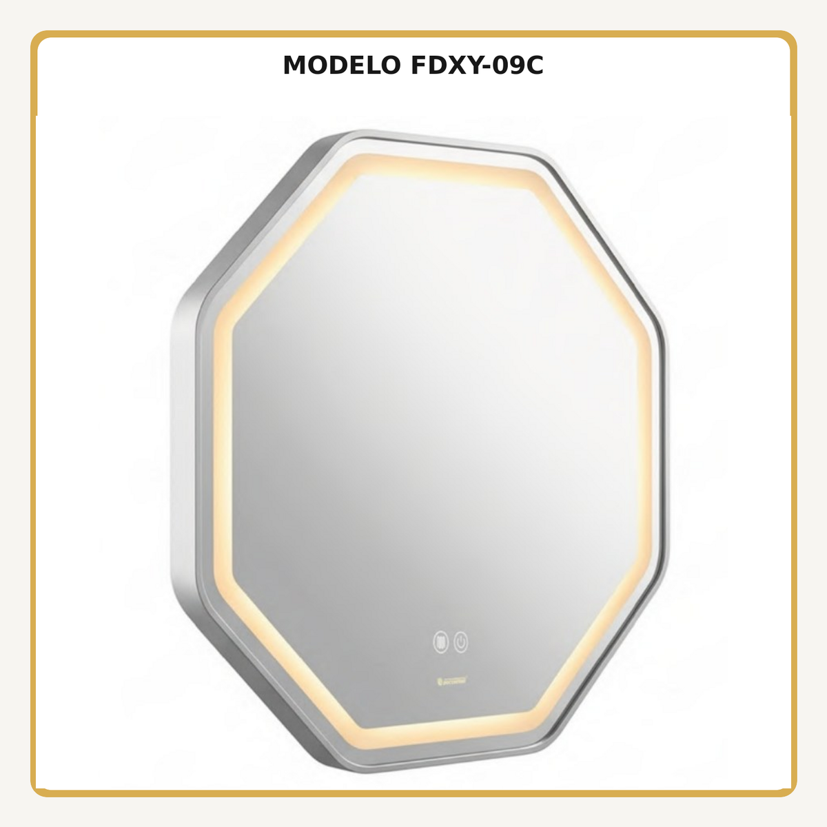 Espejo Aura LED hexagonal 60 cm cromado antiempañante, vista ampliada del modelo FDXY-09C