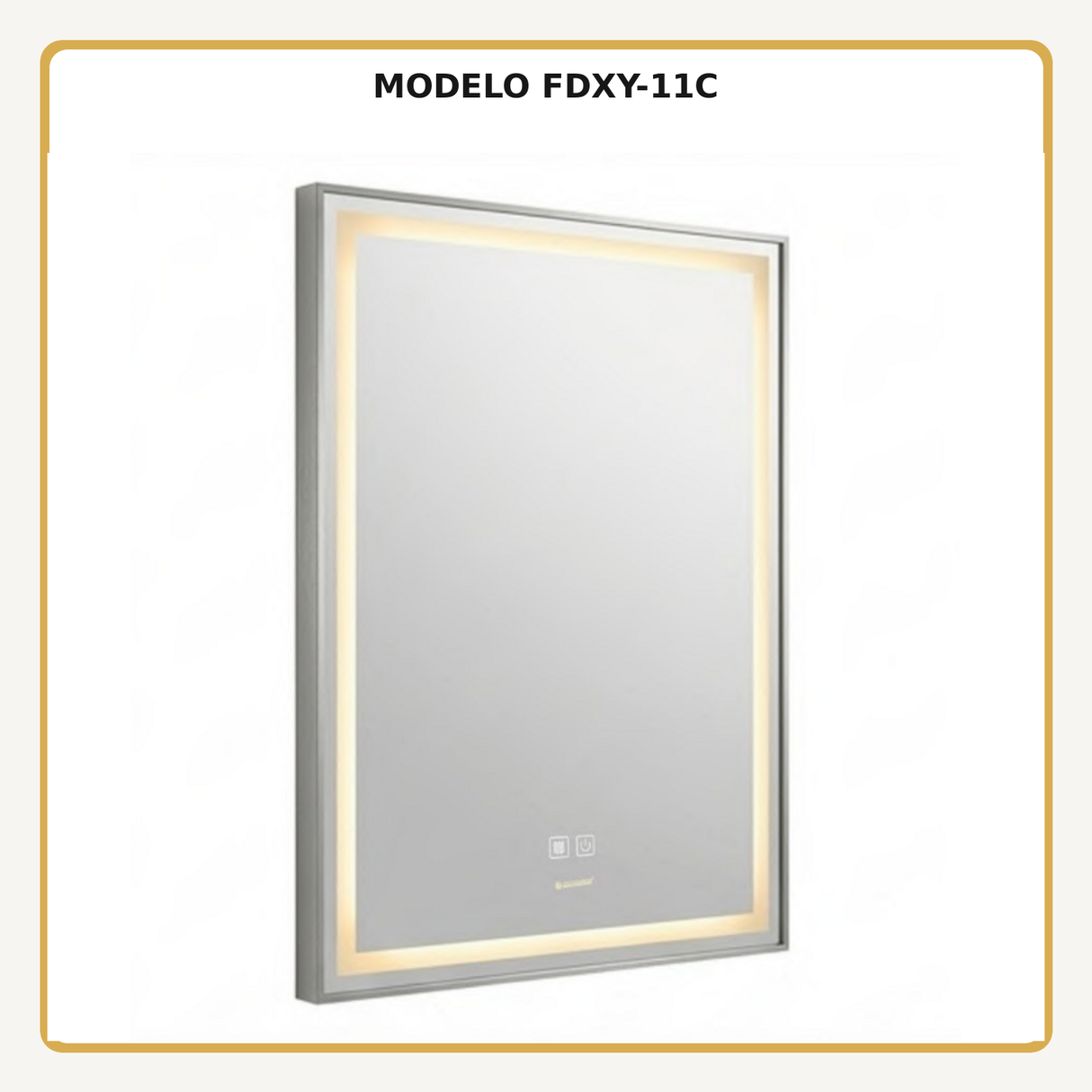 Espejo Aura LED rectangular vertical marco recto 60 × 80 cm cromado antiempañante, vista ampliada del modelo FDXY-11C