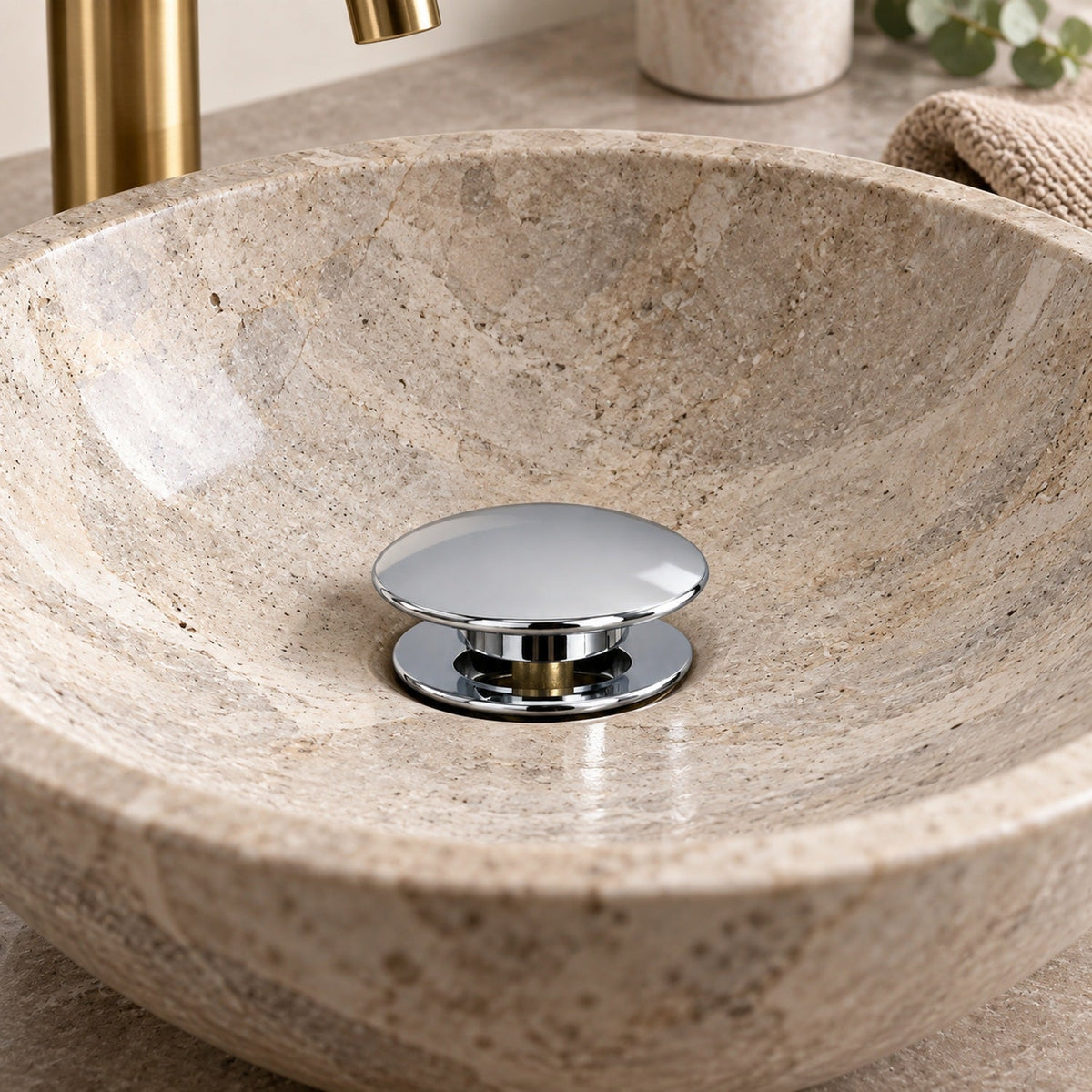 Desagüe Push Para Lavamanos En Bronce 12 Cm - ambientación cercana