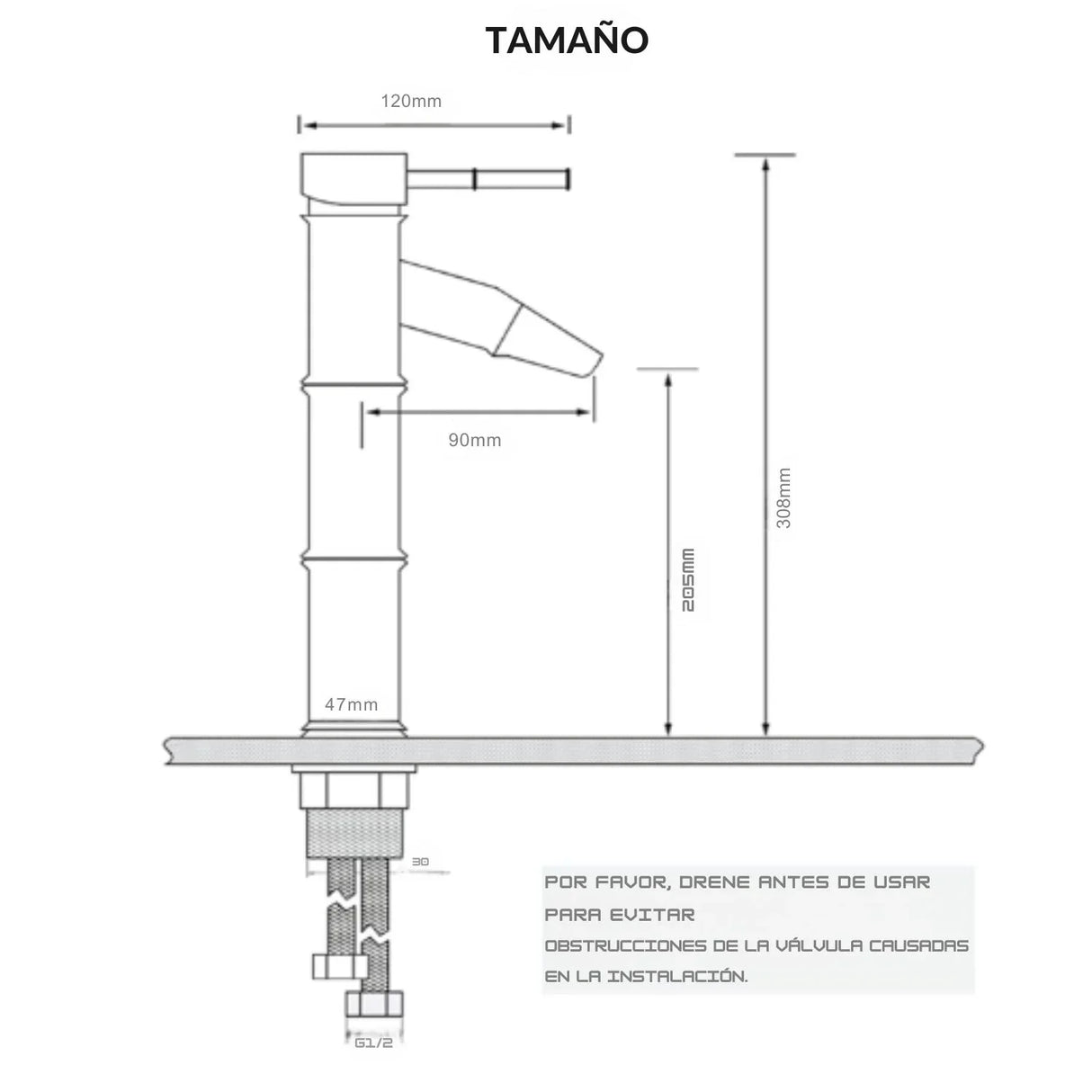 Grifería Monocontrol Cascada Alto Bambú