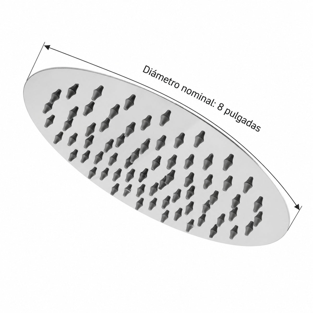 Regadera Redonda Cromada De 8 Pulgadas — medidas y compatibilidad