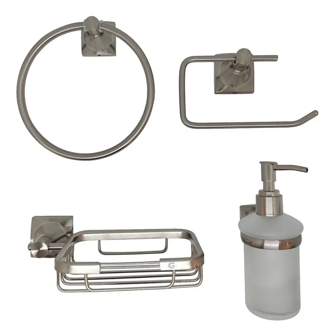 Set de accesorios para baño satinado x4 piezas