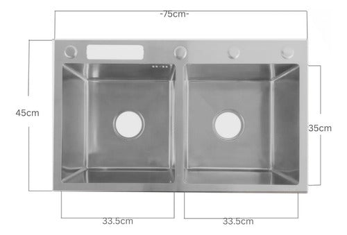 Set Lavaplatos Inteligente Doble Lujo en Acero Inoxidable 304 - 75x45 cm