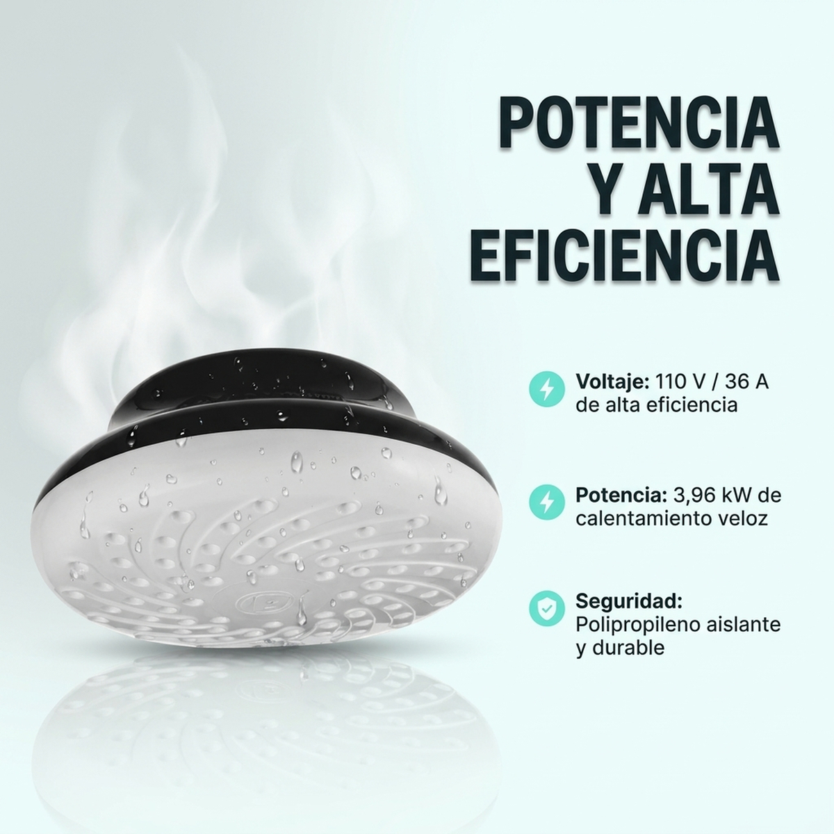Ducha eléctrica Maxi Zent blanca y negra 110 V, 20 cm