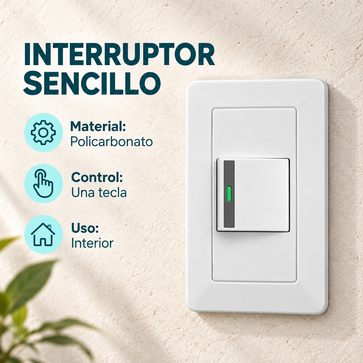 Interruptor Sencillo Blanco De Pared — características confirmadas
