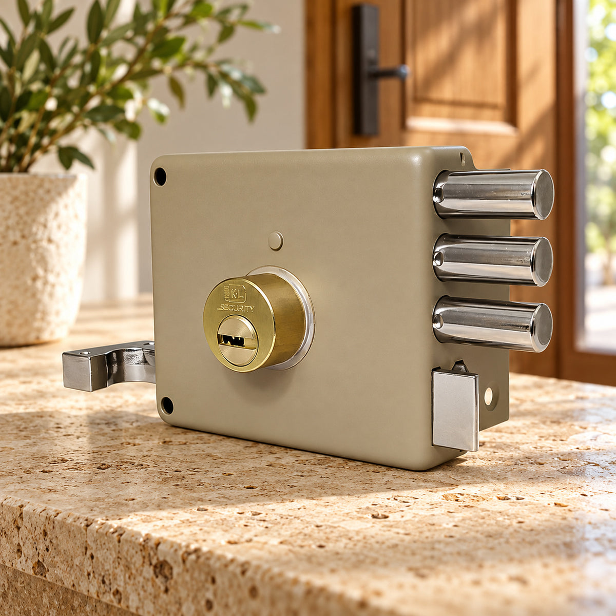 Cerradura De Sobreponer Derecha Tres Bulones 50 mm — ambientacion amplia