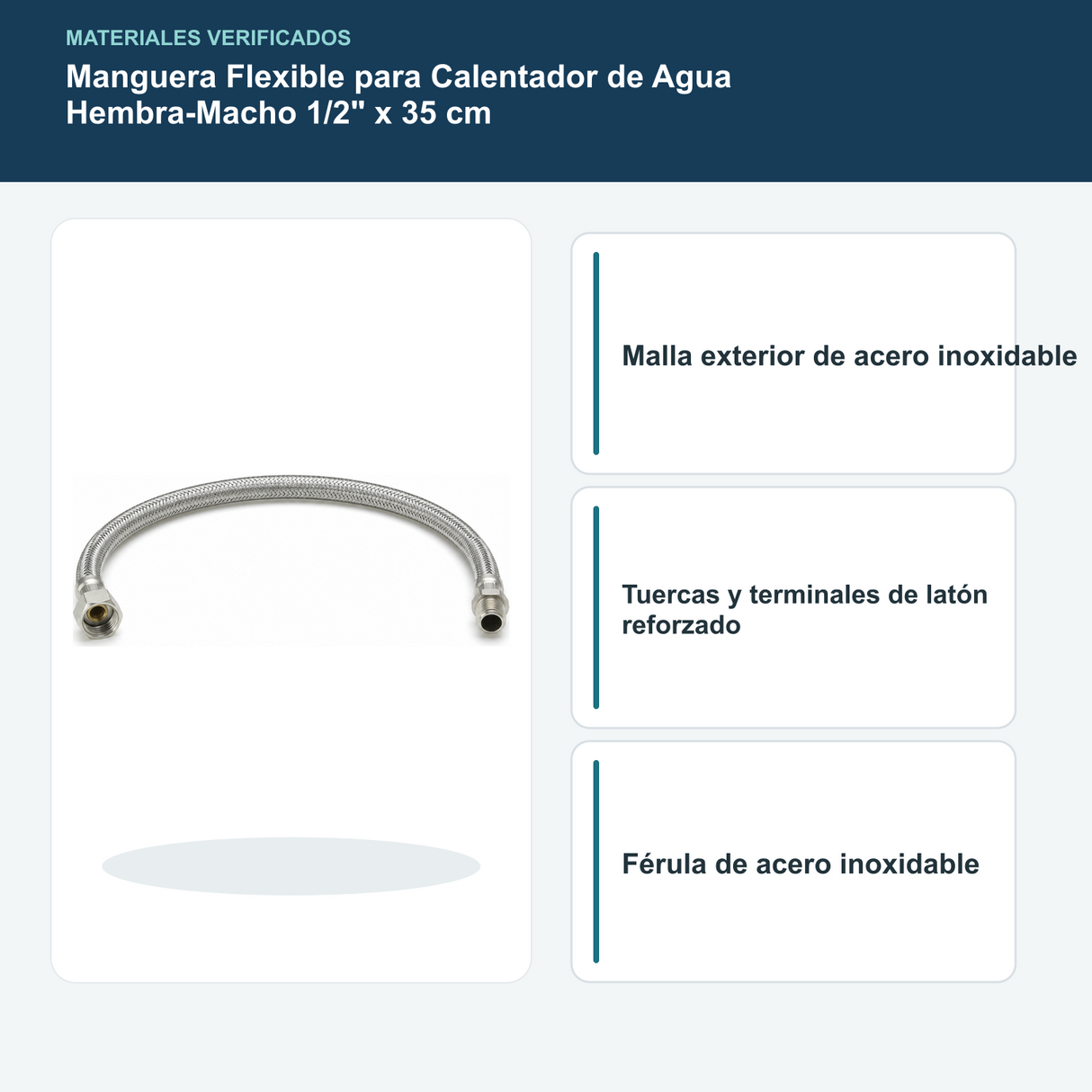 Materiales verificados de manguera flexible de gran caudal para calentador
