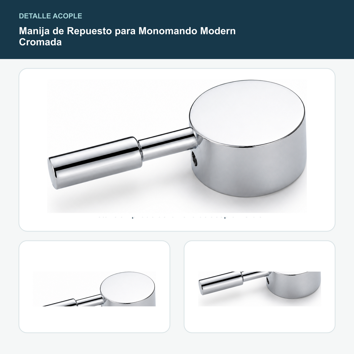 Manija de Repuesto para Monomando Modern Cromada - Detalle ampliado de la zona de acople visible