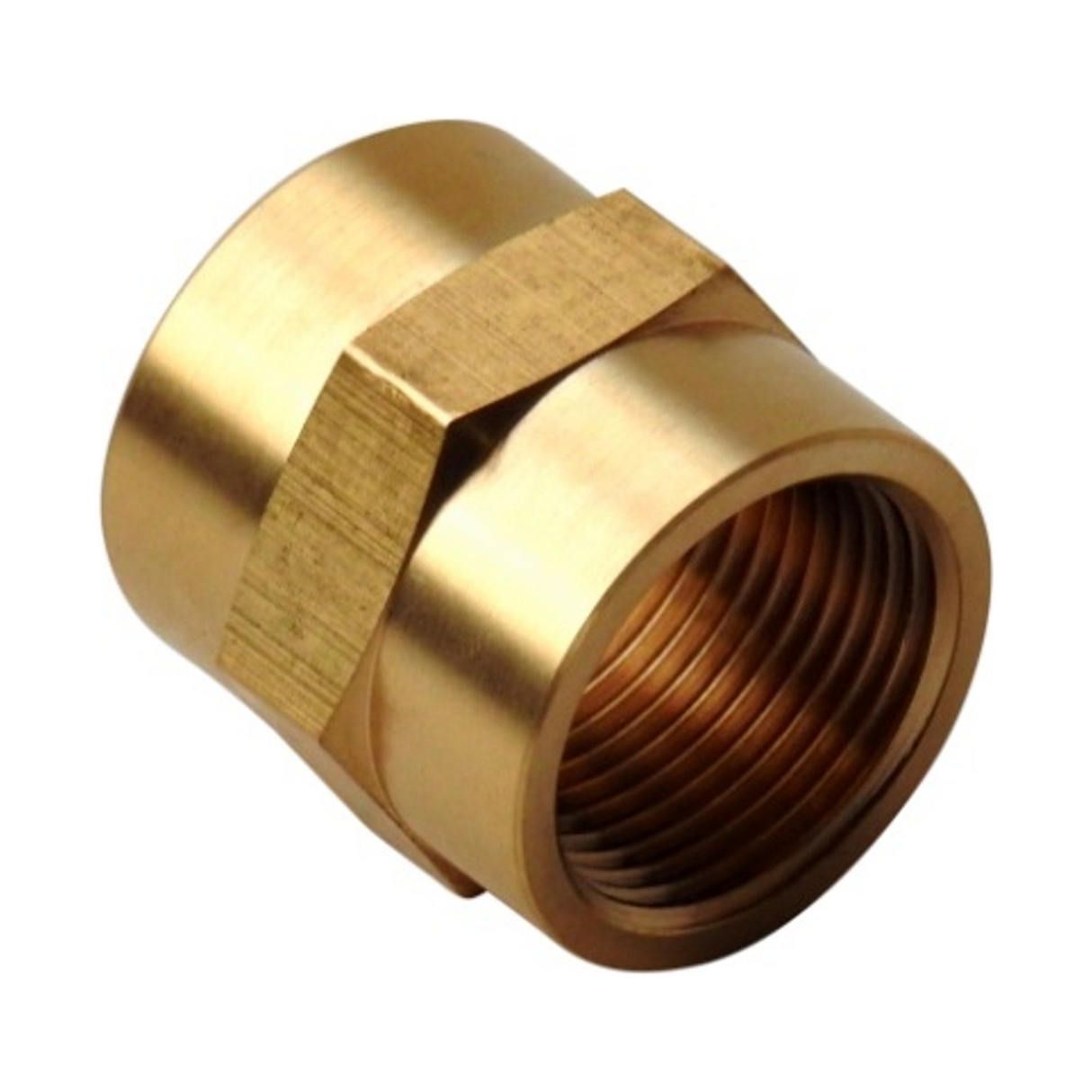 Conector de Latón con Tuerca Hembra-Hembra 3/4" - Producto exacto completo sobre fondo blanco, sin recorte