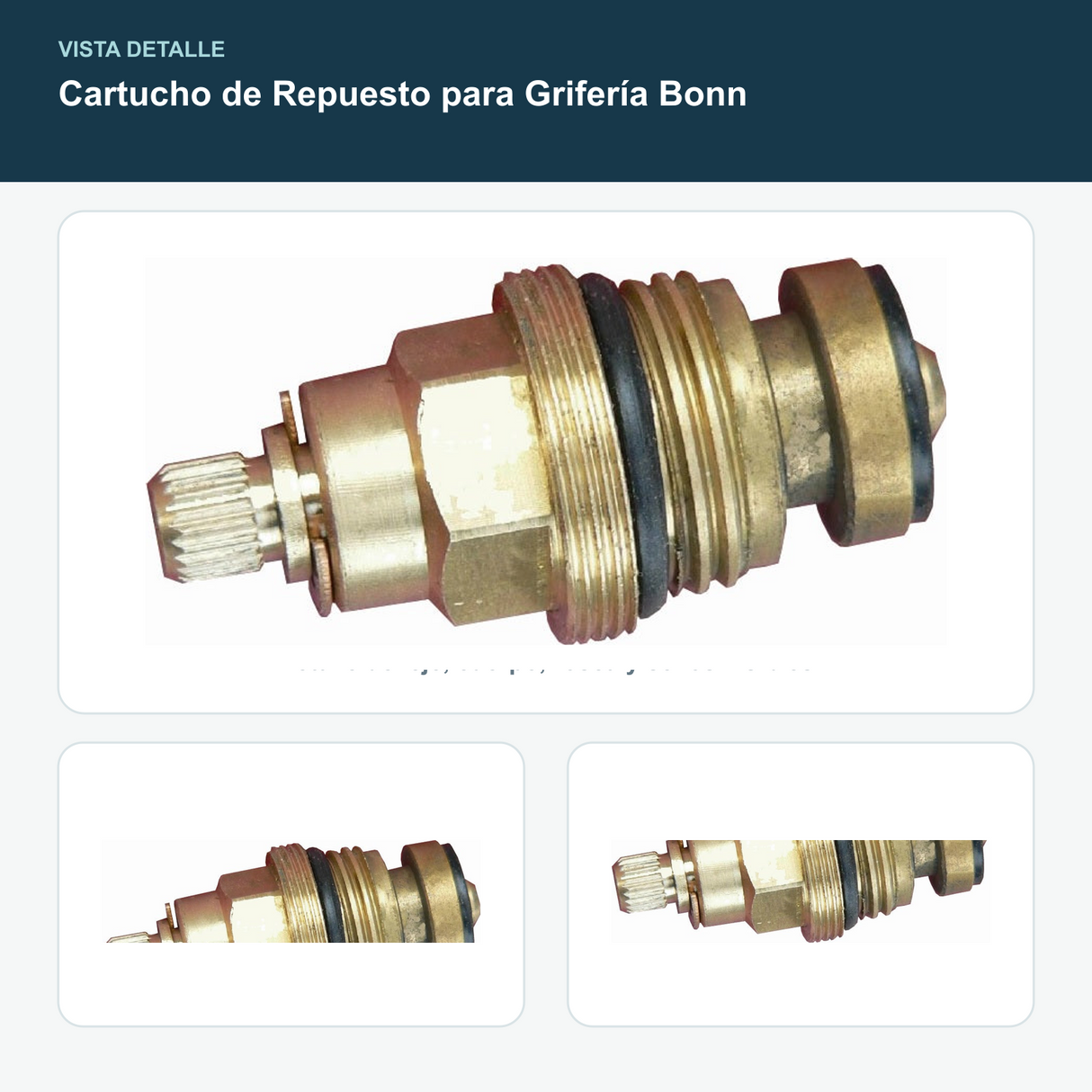 Cartucho de Repuesto para Grifería Bonn - Detalle del eje, cuerpo, rosca y sellos visibles
