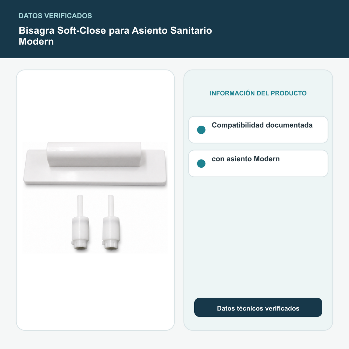 Bisagra Soft-Close para Asiento Sanitario Modern - Compatibilidad documentada con asiento Modern