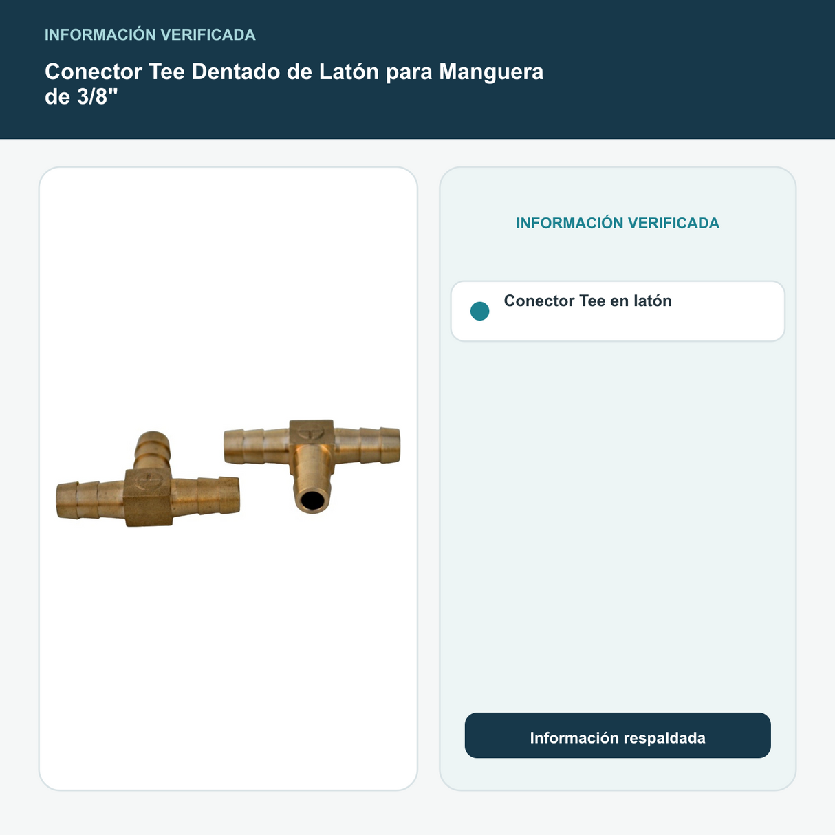 Conector Tee Dentado de Latón para Manguera de 3/8" - Conector Tee en latón