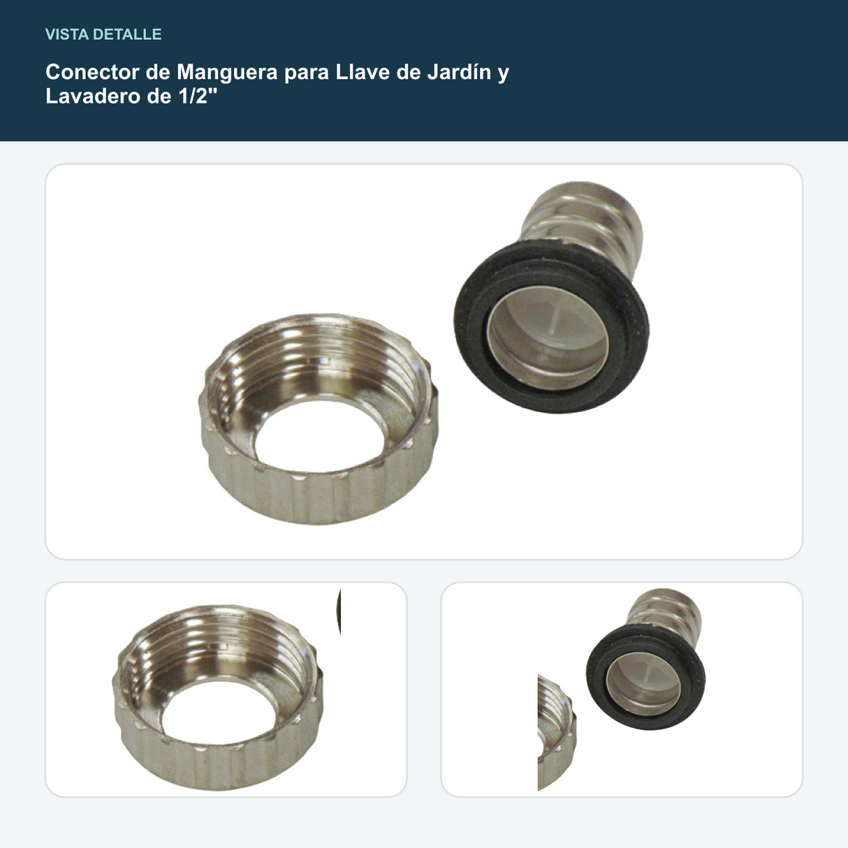 Conector de Manguera para Llave de Jardín y Lavadero de 1/2" - Medida nominal 1/2"