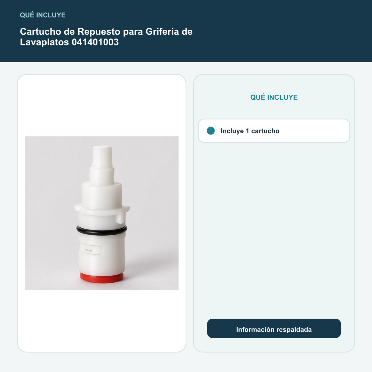 Cartucho de Repuesto para Grifería de Lavaplatos 041401003 - Incluye 1 cartucho