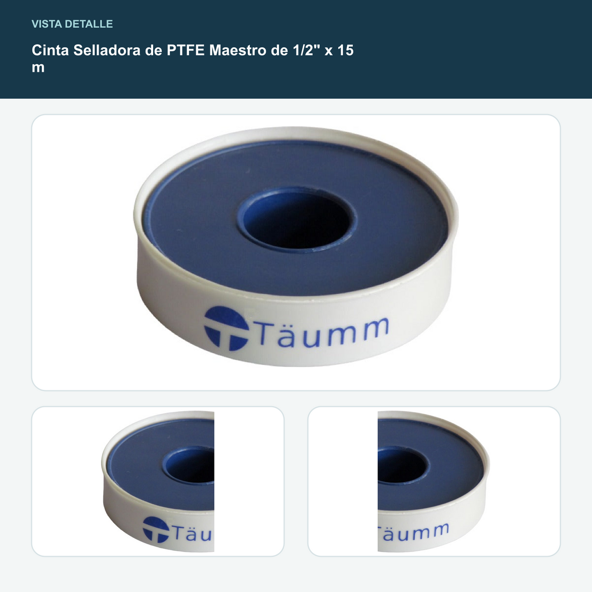 Cinta Selladora de PTFE Maestro de 1/2" x 15 m - Ancho 1/2" y largo 15 m