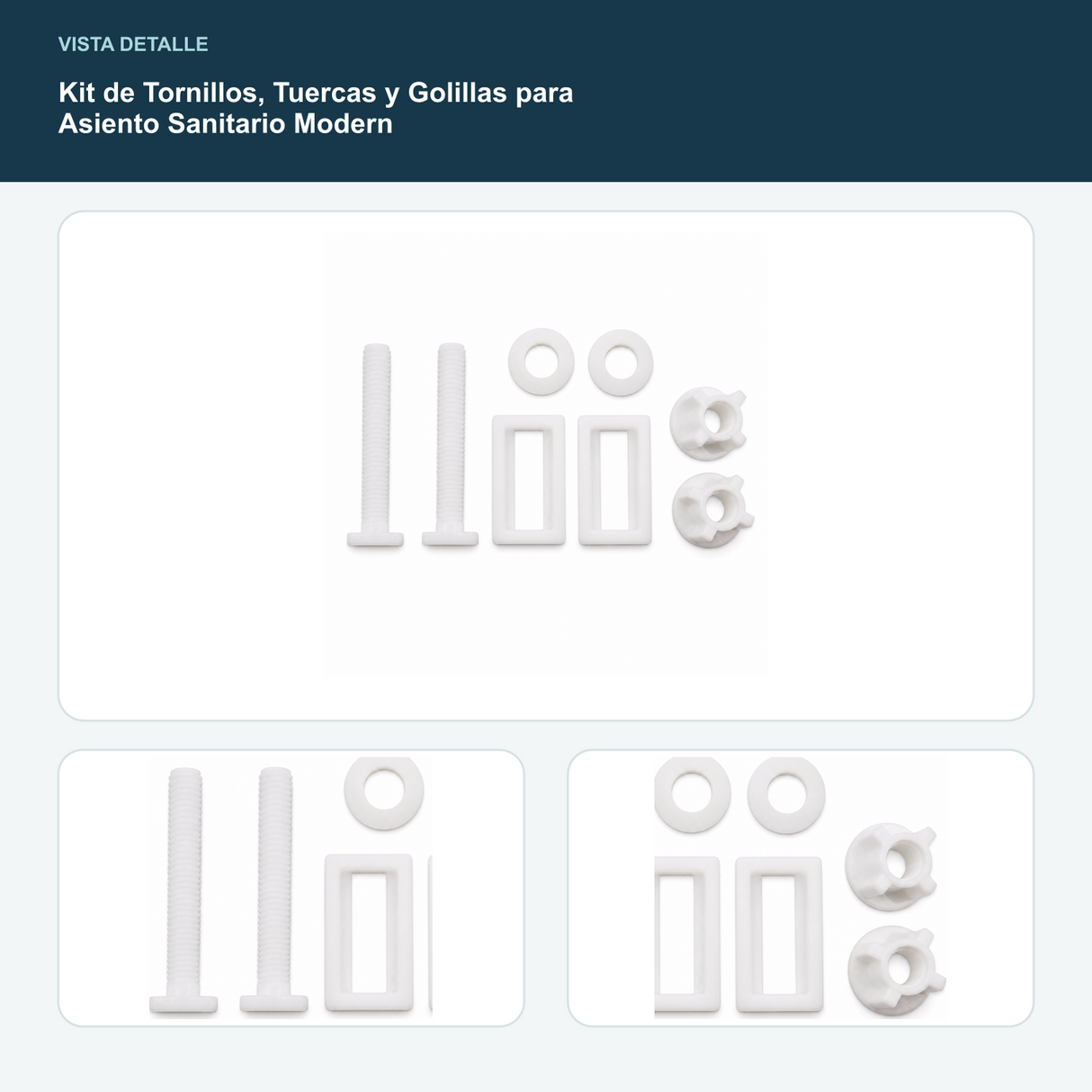 Kit de Tornillos, Tuercas y Golillas para Asiento Sanitario Modern - Kit para asiento sanitario Modern