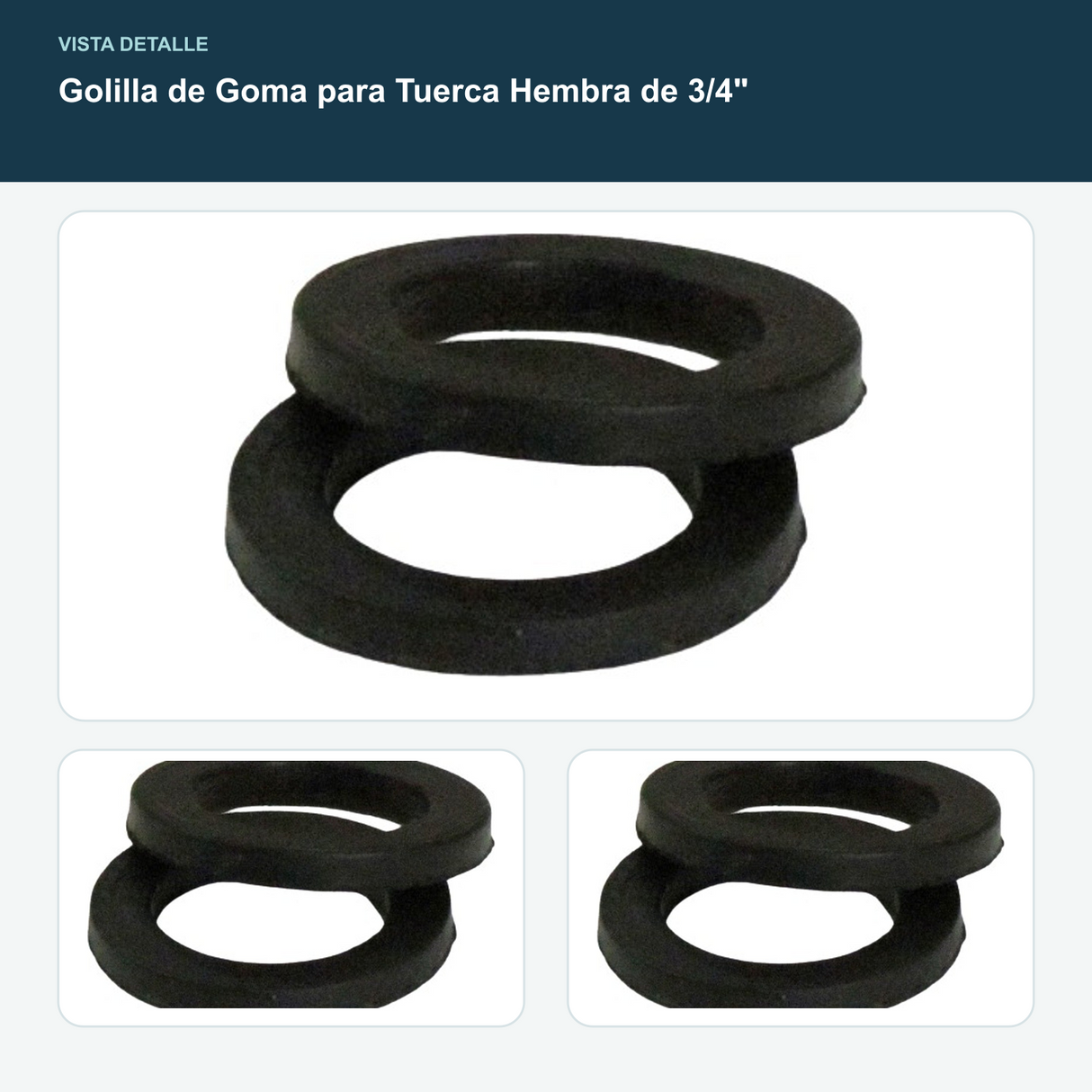 Golilla de Goma para Tuerca Hembra de 3/4" - Medida nominal de 3/4"