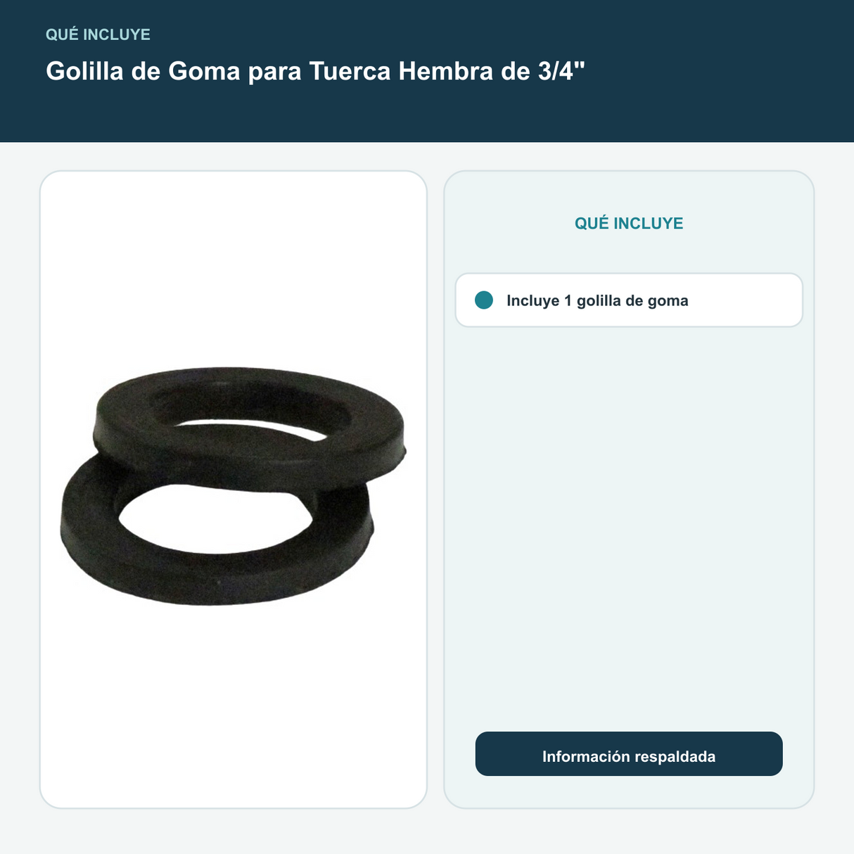Golilla de Goma para Tuerca Hembra de 3/4" - Incluye 1 golilla de goma