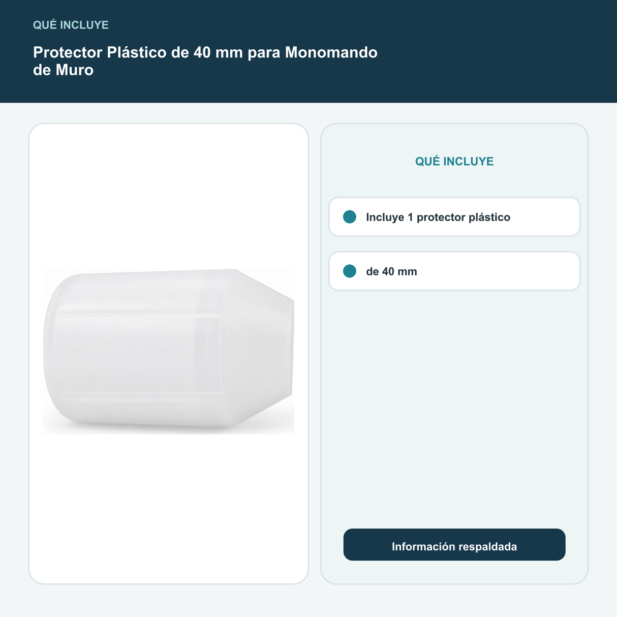 Protector Plástico de 40 mm para Monomando de Muro - Incluye 1 protector plástico de 40 mm