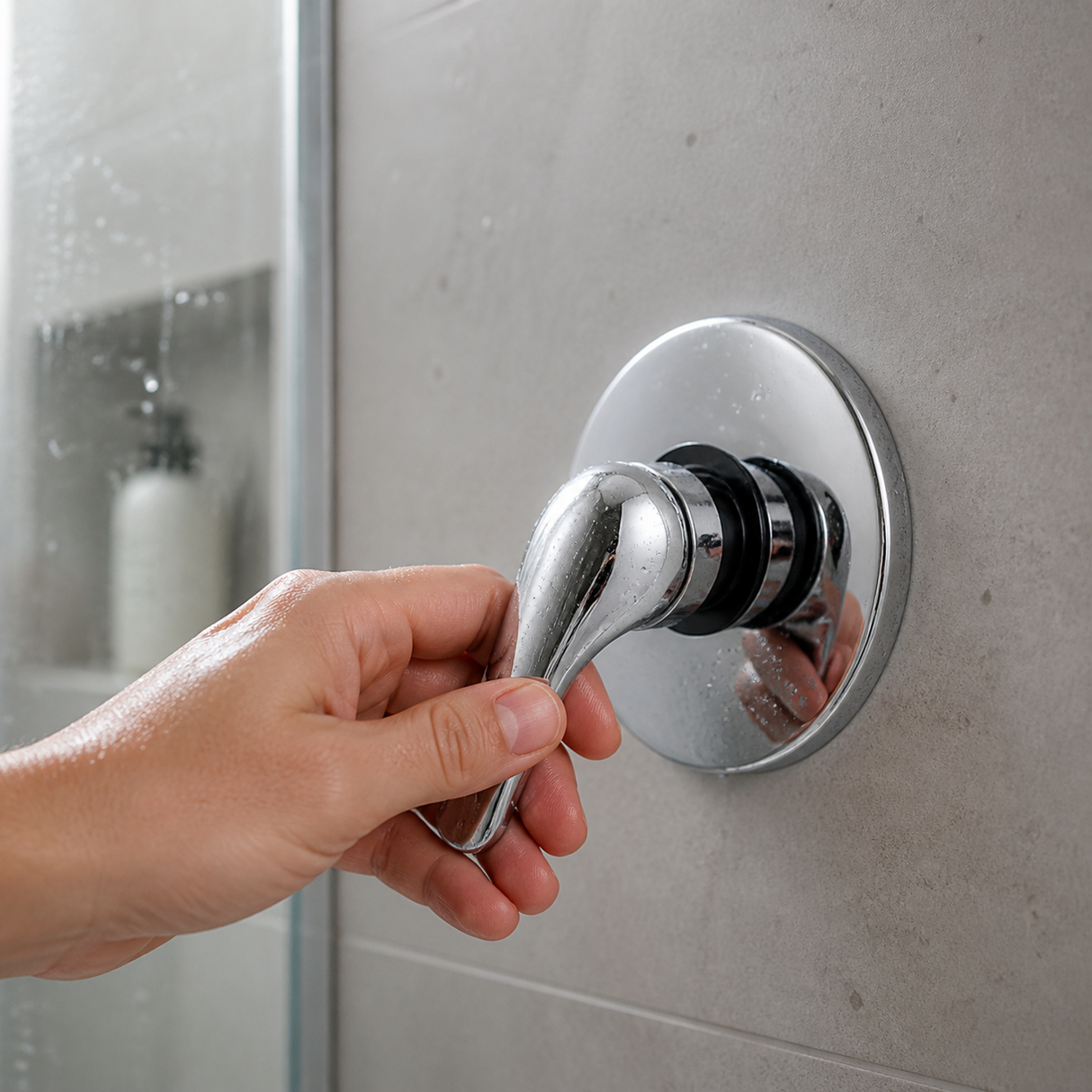 Grifería Monocontrol Empotrada para Ducha Colomba Cromada instalado desde otro ángulo