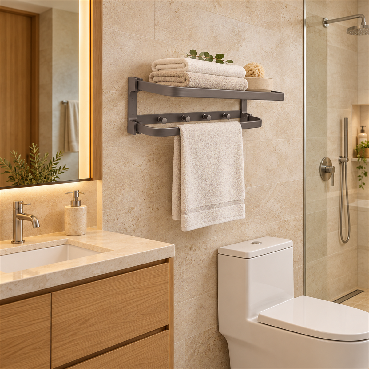 Toallero Hotelero Gray Gris En Aluminio — ambientación de baño