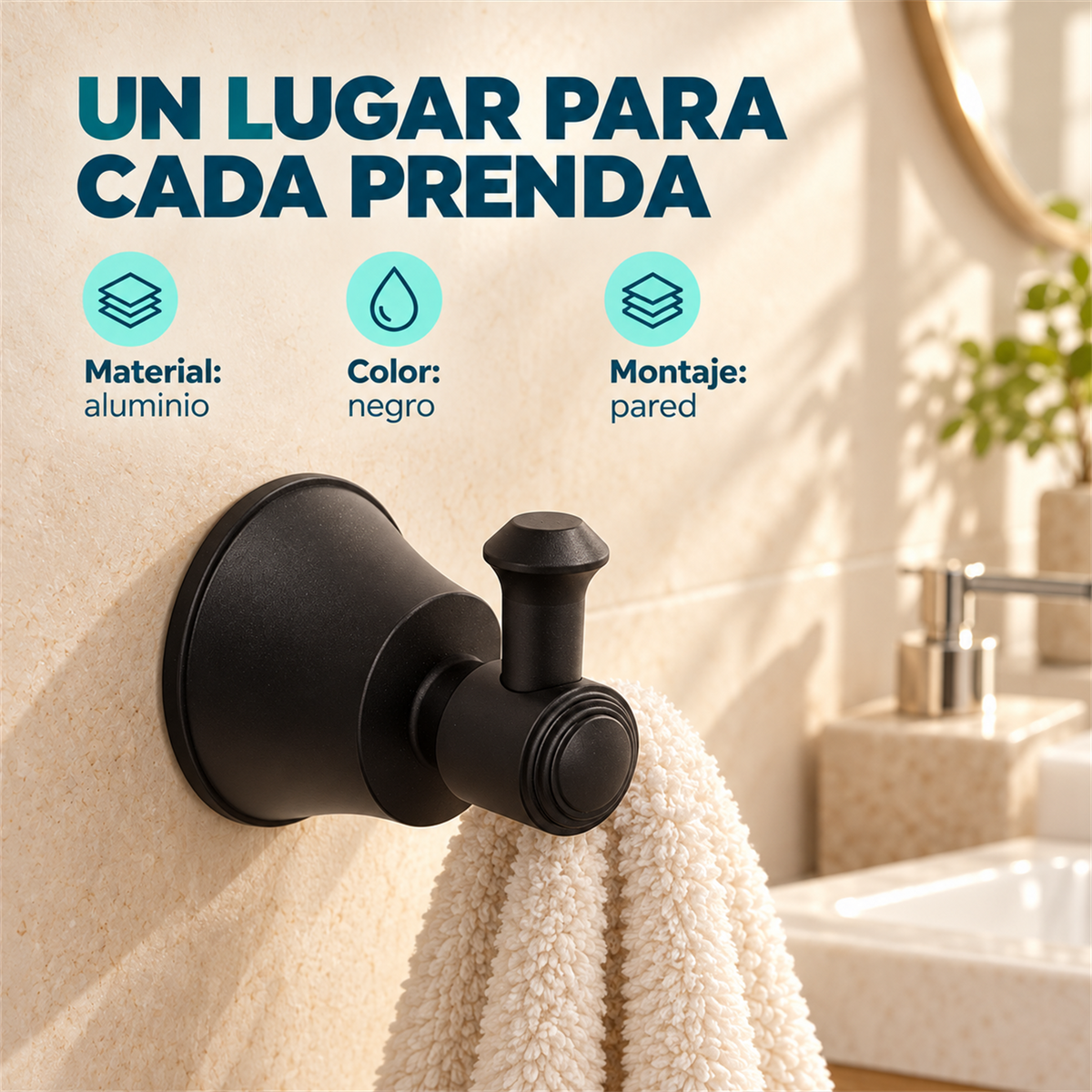 Perchero Turmalina Negro En Aluminio — características