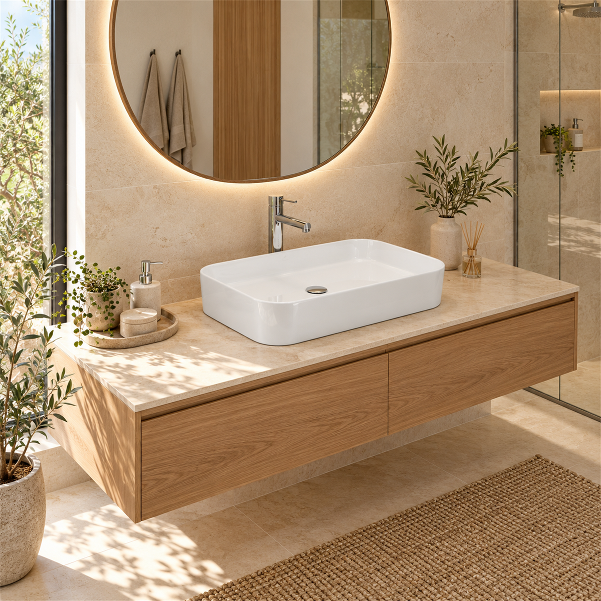Lavamanos Miramar Blanco 60 × 37 cm — ambientación de baño