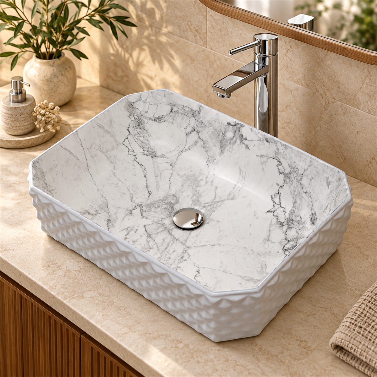 Lavamanos Stella Calacata Gris 50 × 37 cm — detalle del producto