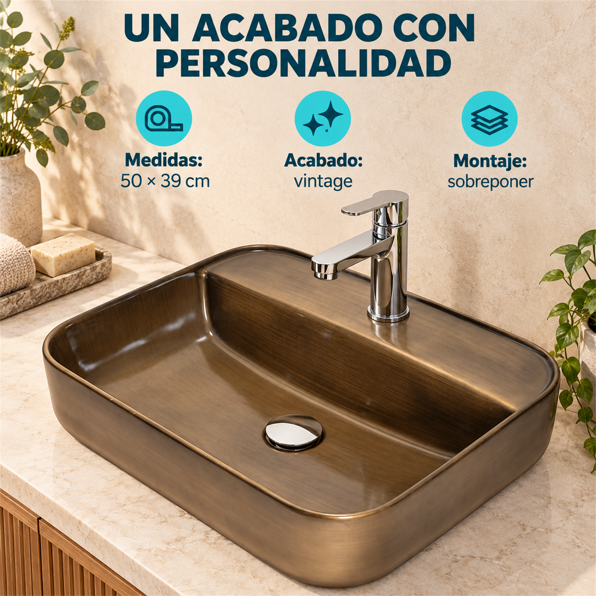 Lavamanos Oxyde Vintage 50 × 39 cm — características verificadas