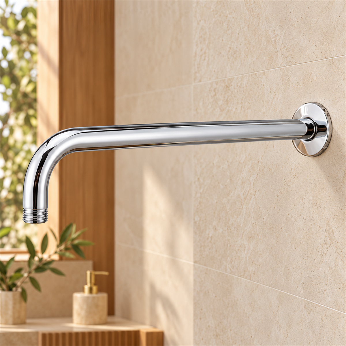 Tubo Para Regadera Redondo Cromo 40 cm — detalle del tubo y salida inferior