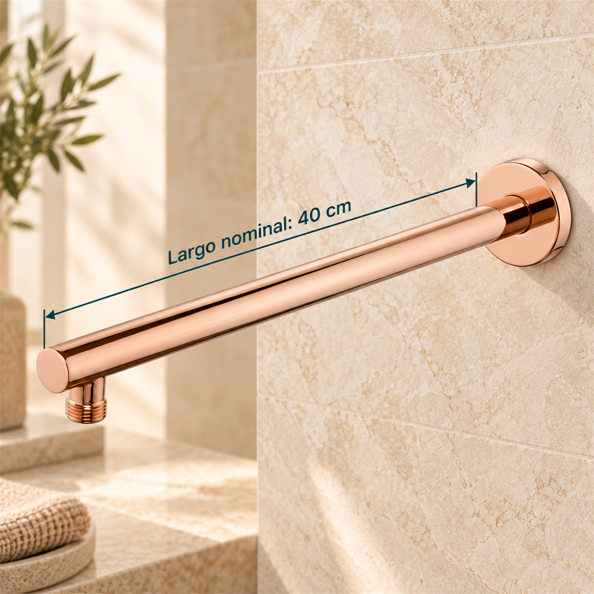 Tubo Para Regadera Nuvo Rose Gold 40 cm — largo nominal