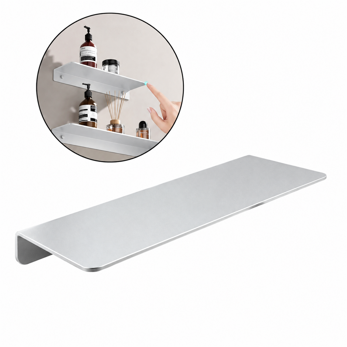 Repisa Rectangular Silver En Aluminio — fotografía con acabado uniforme