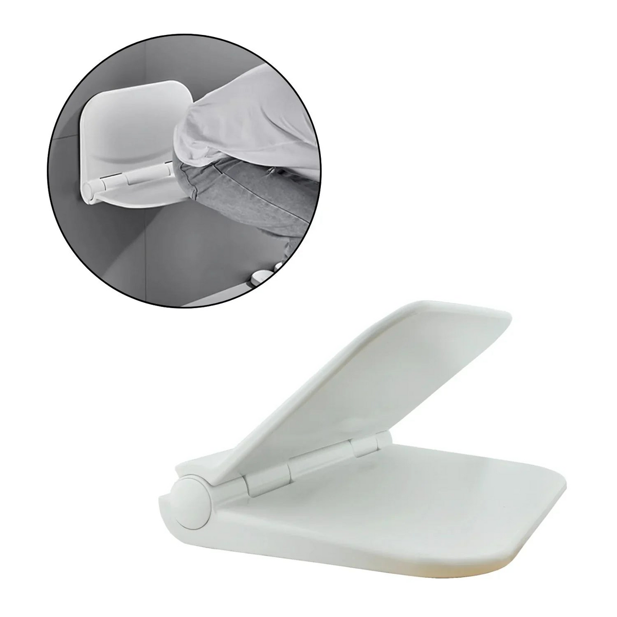 Silla Plegable Para Ducha Blanca En Polipropileno - Fotografía conservada y normalizada