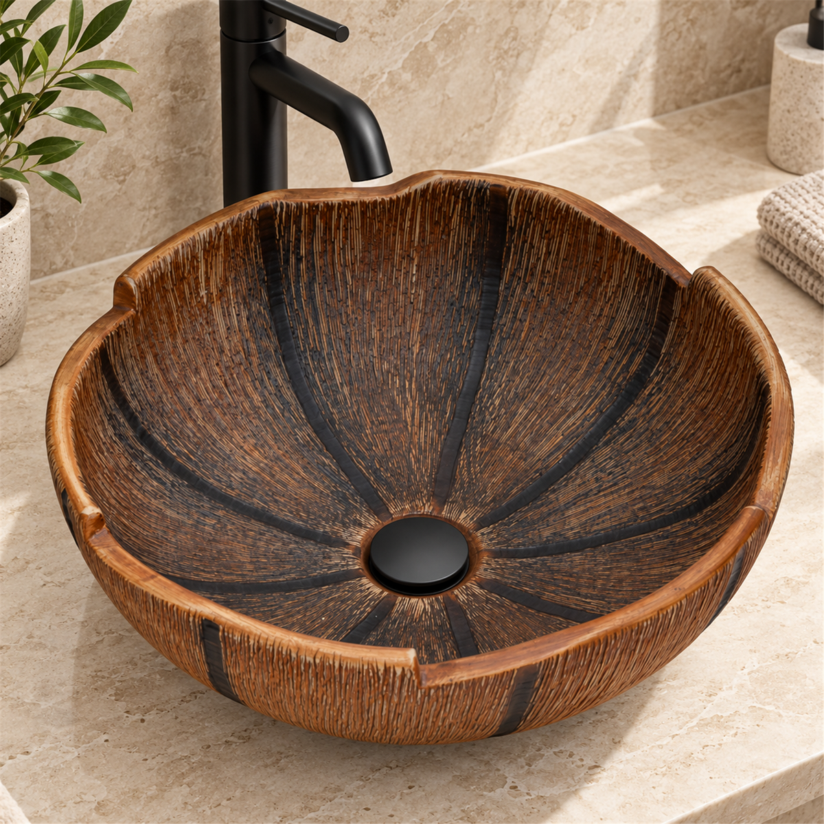 Lavamanos Calabaza Naranja Y Negro Ø40,5 cm - Vista cercana del producto