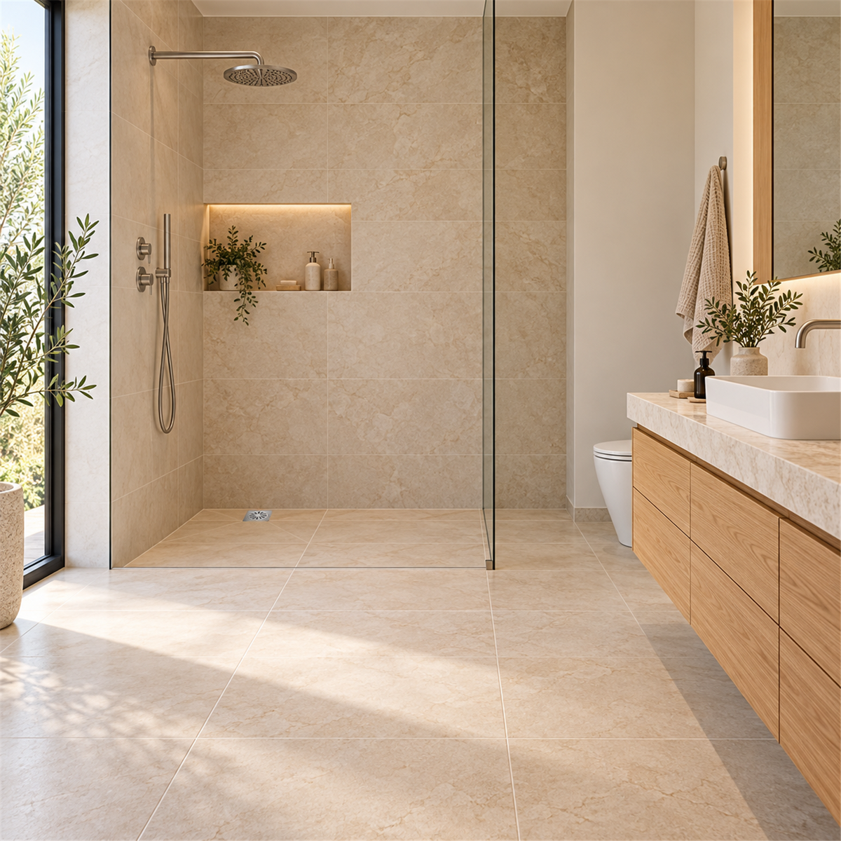 Rejilla De Piso Cuadrada Sol En Bronce - Ambientación amplia con escala natural