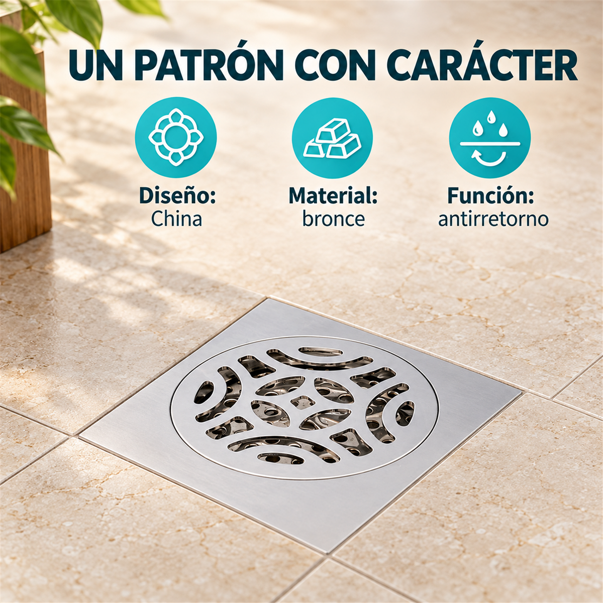 Rejilla De Piso Cuadrada China En Bronce - Características verificadas