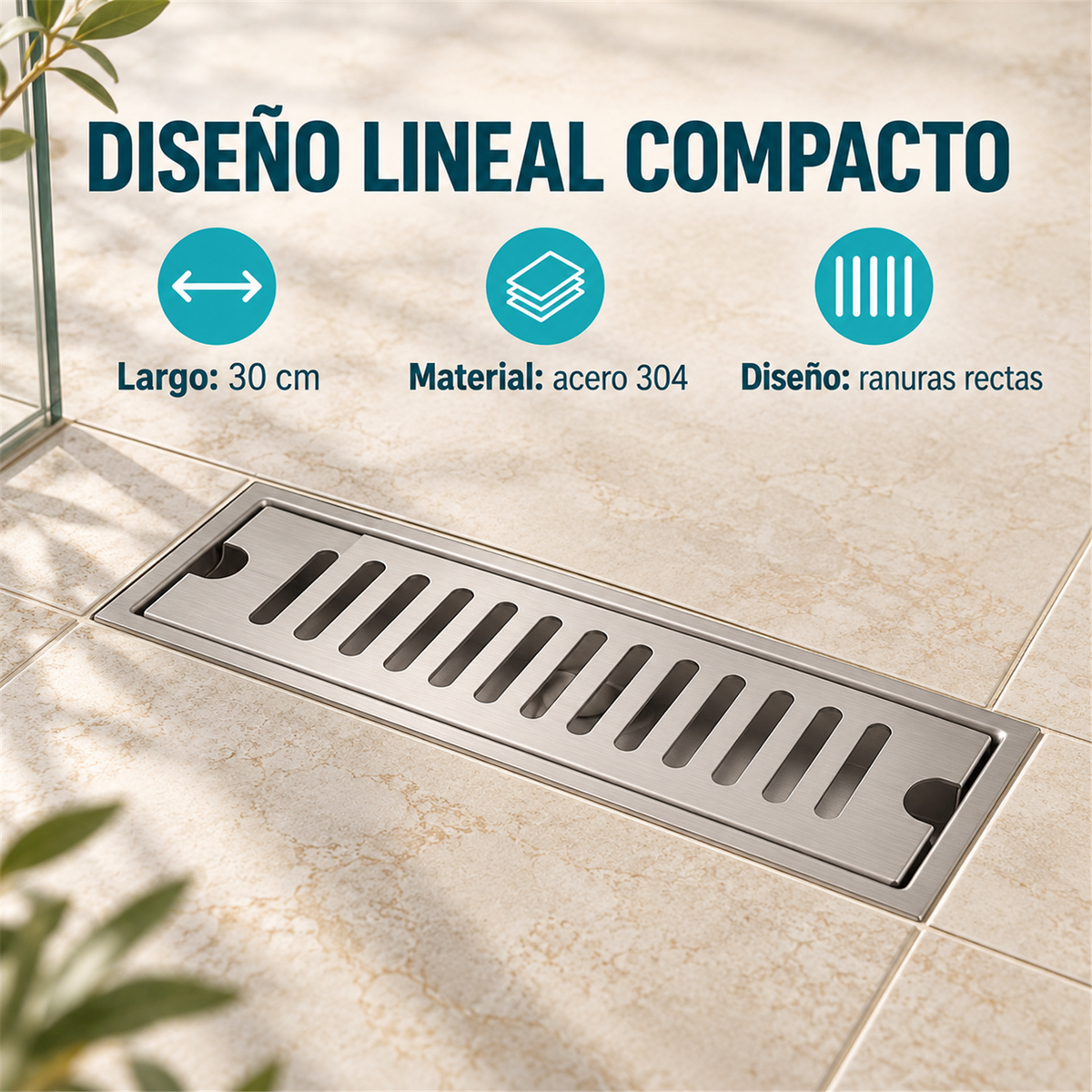 Rejilla Lineal Ladrillo En Acero 304 De 30 cm - Características del producto