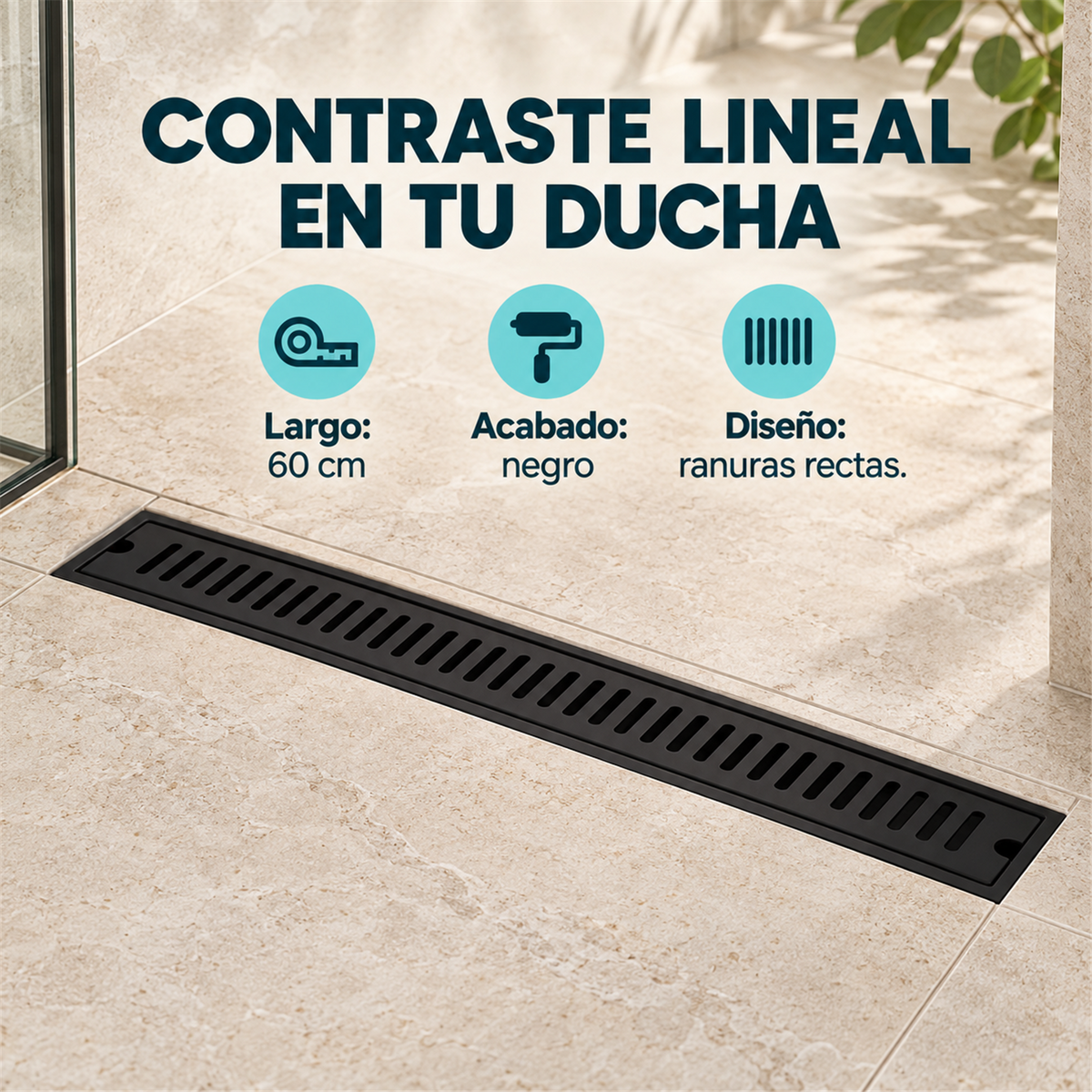 Rejilla Lineal Ladrillo Negra De 60 cm - Características del producto