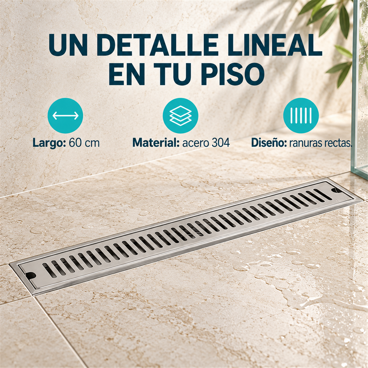 Rejilla Lineal Ladrillo En Acero 304 De 60 cm - Características del producto
